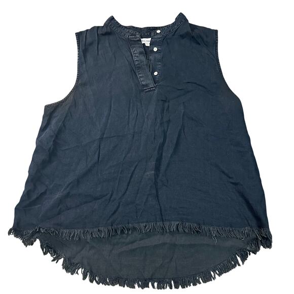 DL1961 Women's Gansevoort Sleeveless Denim Top Size L In Washed Black Overdye - Picture 1 of 10